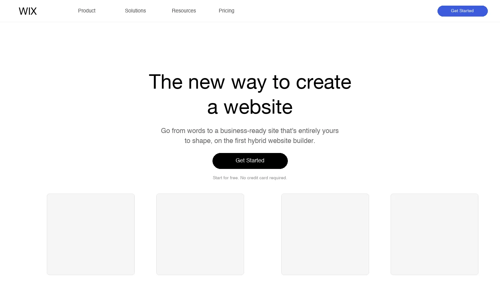 Screenshot of the Wix website builder homepage