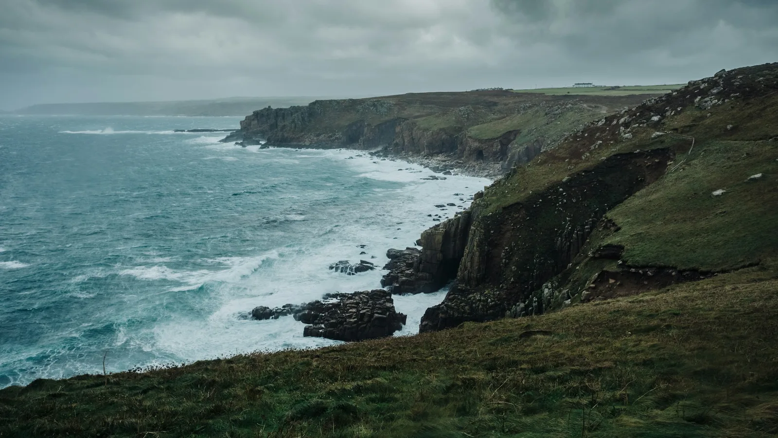 Cornwall coastline cliffs near Land's End with dramatic sea views